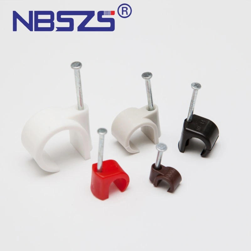 Electrical Wiring Accessories Flat Nail Clip Round Plastic Wall Cable Wire Clip Solar Cable Clips