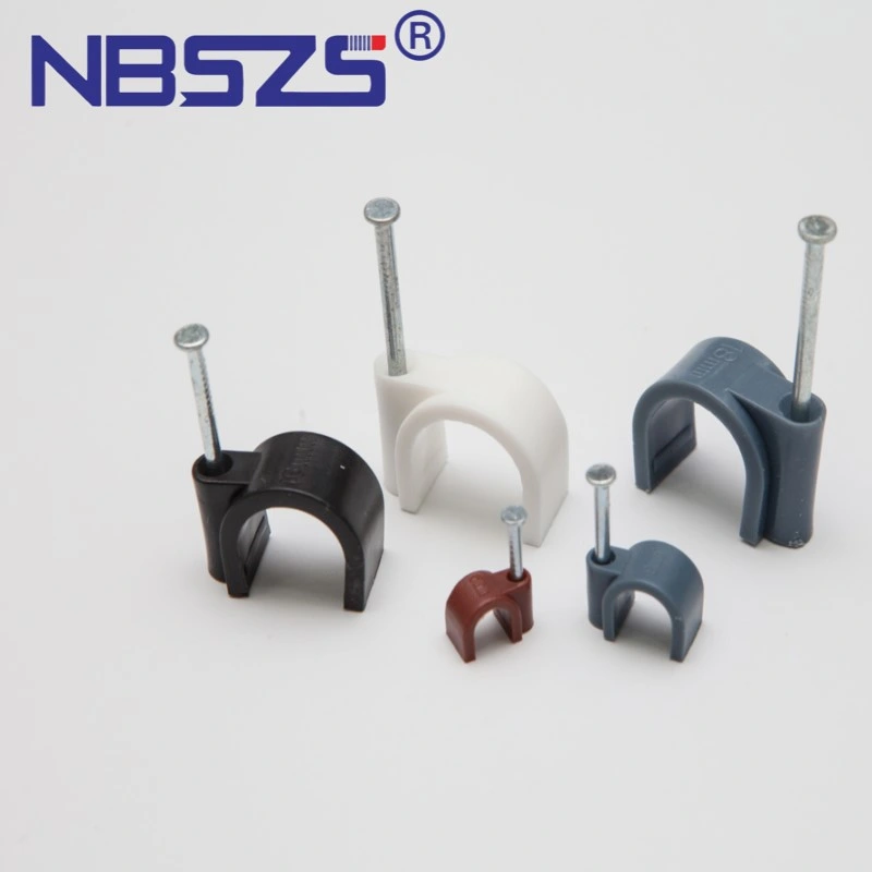 Electrical Wiring Accessories Flat Nail Clip Round Plastic Wall Cable Wire Clip Solar Cable Clips