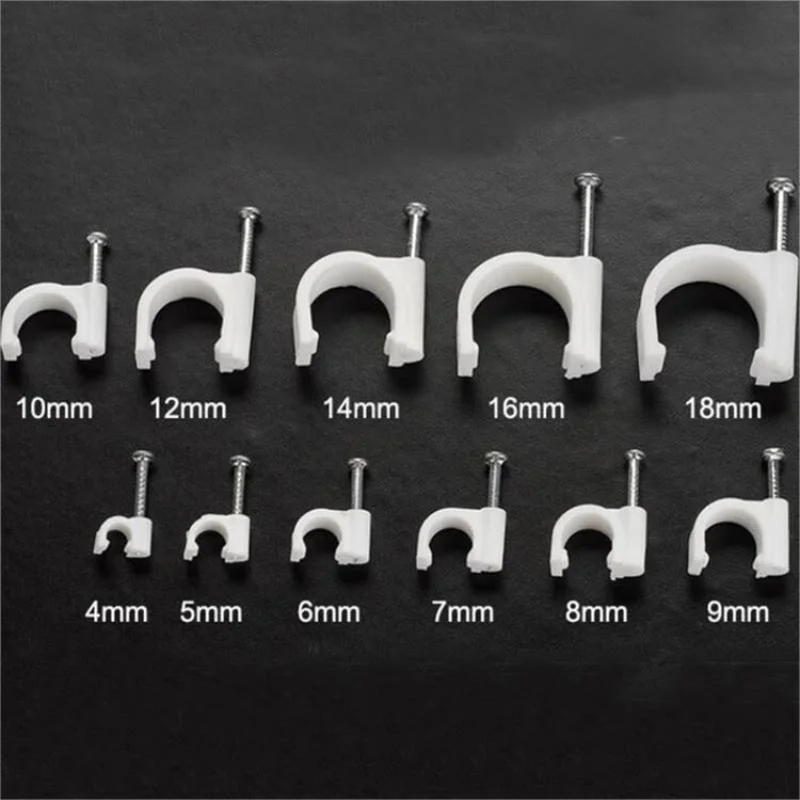 Electrical Wiring Accessories Flat Nail Clip Round Plastic Wall Cable Wire Clip Solar Cable Clips